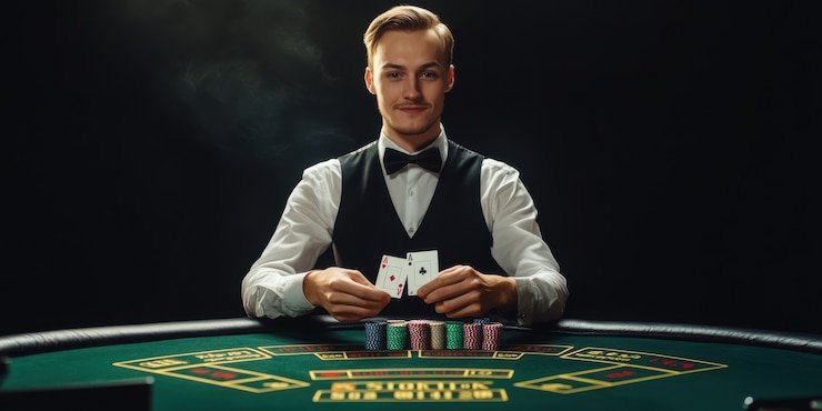 keris4d2 live dealer blackjack table displayed on mobile phone screen with adaptive video bitrate indicator